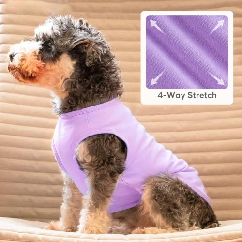 2Pack Cotton Dog Shirt for Small Dogs Soft Striped Tank Top (Large (13-19lbs) / 04# 2Pack (Purple+Purple Striped))