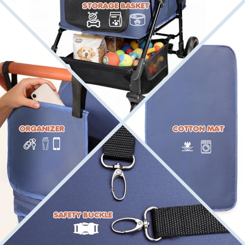 Dog Stroller for Large & Medium Dogs (Blue)