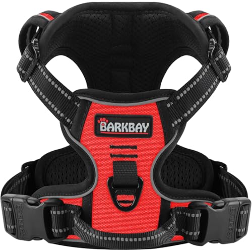 Dog Harness for Medium Sized Dog No Pull 2 Leash Clips Dog Vest (Medium / Red)