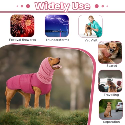 Dog Anxiety Vest with Hoodie (Large / Rose Red)