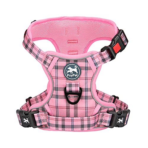 Plaid Dog Harness Medium (Medium / Checkered Pink)