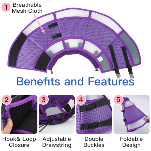 Dog Cone Alternative for Small Dogs to Stop Licking (Purple / Medium)