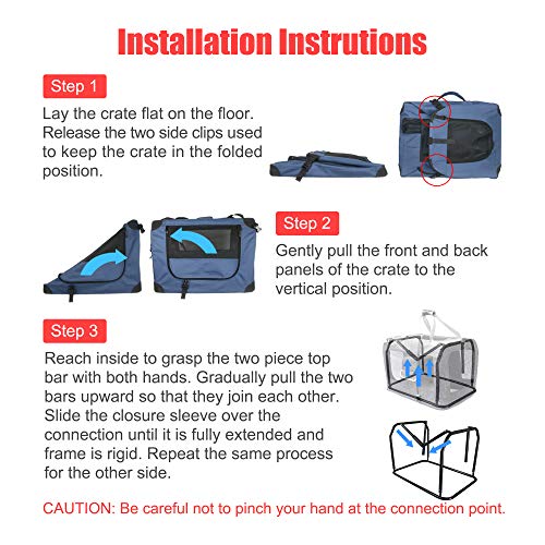 Large Cat Carrier 24"x16.5"x16.5" Soft (Blue (With Litter Box） / 24.0"L x 16.5"W x 16.5"H)