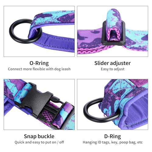 No Pull Dog Harness with Soft Padded Handle (L / Camo Purple)