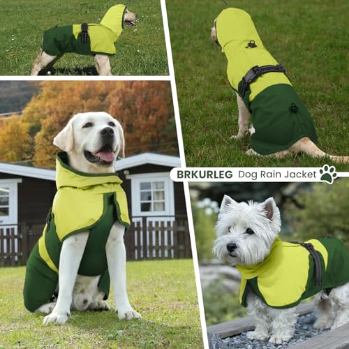 Dog Raincoat Waterproof Rain Jacket with Hood (XL(Back Length19.9") / Green)