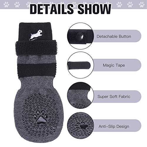 Anti Slip Dog Socks to Prevent Licking Paws for Hot Pavement (Embroidered Black / X-Small)