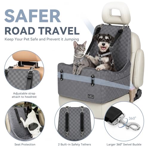 Pet Car Seat with Patented Safety System (Grey / Medium)