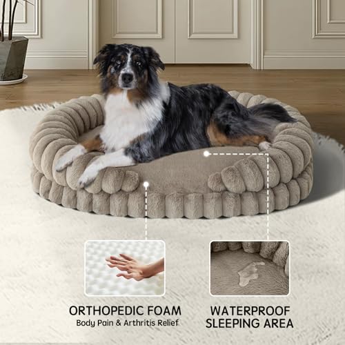 Calming Dog Bed for Large Sized Dogs (Oatmeal / Large)