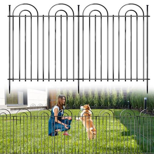 25 Panels No Dig Decorative Garden Fence (25 Pieces, 24in(H) x 50ft(L) / Black)