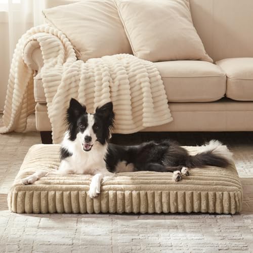 Dog Beds Large Sized Dog (Beige / L(35"x23"x4"))