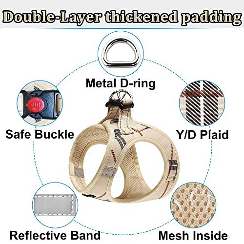 Dog Harness Step (Beige / Medium (Chest 13.5''-16.5'', Weight 10-15 lb))