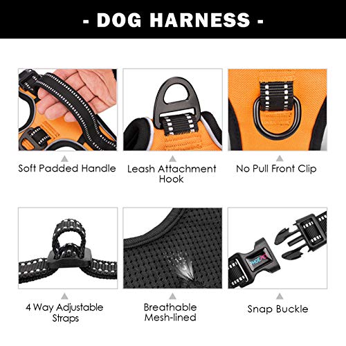 No Pull Dog Harnesses for Small Dogs Reflective Adjustable (Extra Small / Orange)