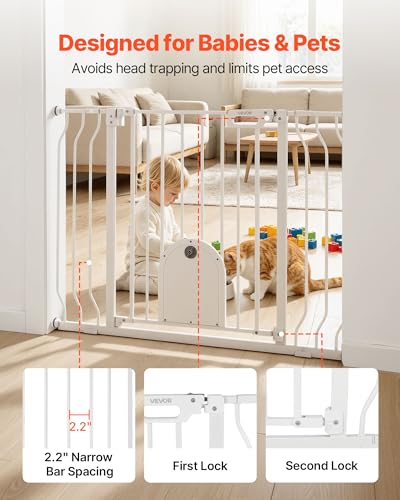 Baby Gate for Stairs (White / 29.5-43" Wide x 30" Tall)