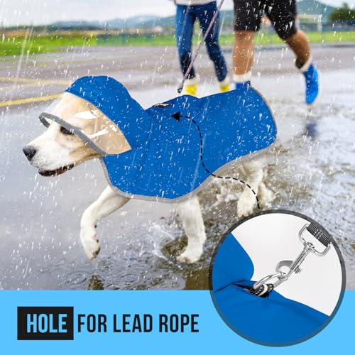 Dog Raincoat Waterproof Rain Jacket (Blue / Medium)