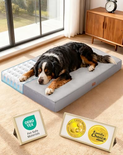 Orthopedic Waterproof Large Dog Bed (47" x 29" x 4" (For Crate) / 01-Gray)