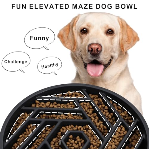 Slow Feeder Dog Bowls Large Medium Breed (Black)