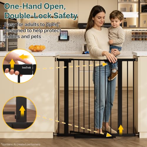 29.6 39.1 in Wide x 35.5 in High Extra Tall Baby Gate (Black / 29.6-39.1"W x 35.5"H)