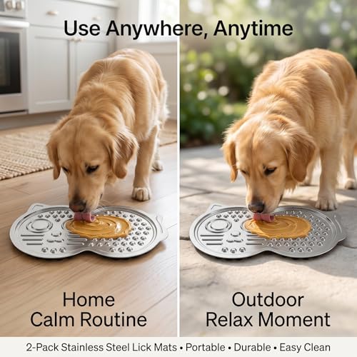 2 Pack XL Stainless Steel Lick Mat for Dogs & Cats