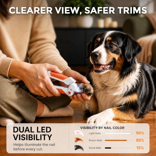 Dog Nail Clippers ＆ Trimmer with Light (Orange)