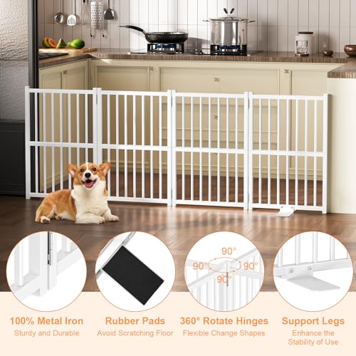 Dog Gate Indoor (White / 4 Panel-23.62''H, Up to 63.78’’ W)