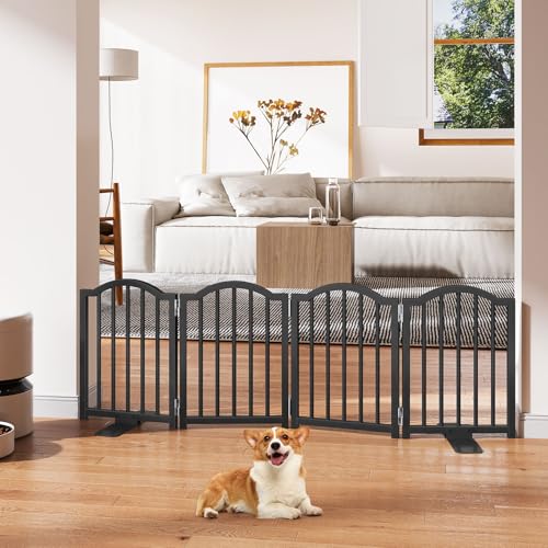 Short Dog Gate Indoor (Black / 4 Panel-16''H, Up to 48''W)