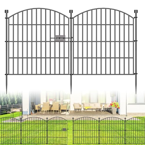 10 Panel No Dig Decorative Garden Fence with Gate 24" H x 20'L Dog Barrier (24 in(H) X 20 ft(L))