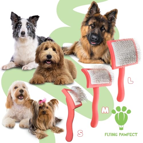 Slicker Brush for Dogs (Coral / Curved Medium)