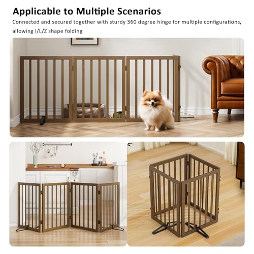 Dog Gate for Stairs (Black Walnut / 4 Panel - 74 inches Wide)