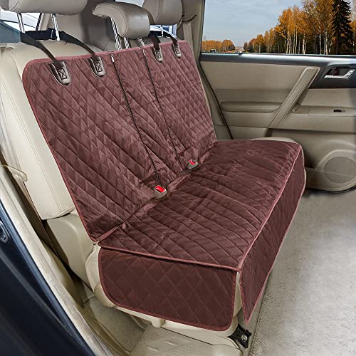 Dog Car Seat Cover for Back Seat Cover for Kids (Cofee Brown / ISOFIX Large)
