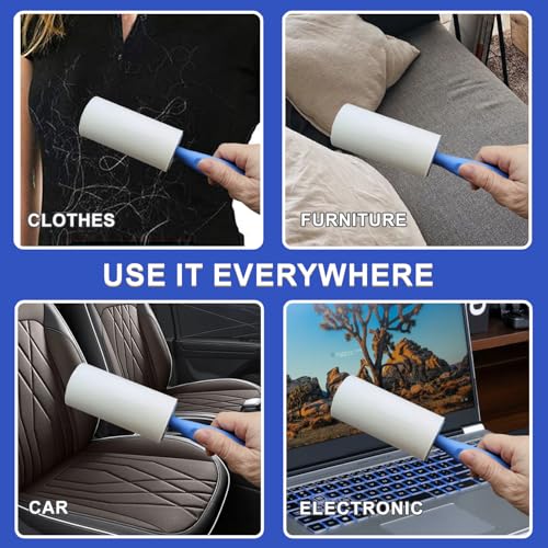 Extra Sticky Lint Roller Mega Value Set 900 Sheets for Pet Hair Removal and Clothes (10pack(900sheets+3hanldes))