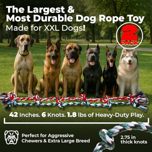 Giant Dog Rope Toy for XL Dog (Green & Red / 2 Pack)