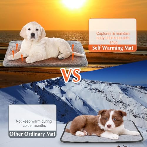 4 Pack Self Warming Cat Bed Mat Self Heating Pad for Dog Extra Warm Winter Pet Pad Washable Thermal Pads Mats for Pets Indoor Outdoor (Gray / 16 x 20 Inch)