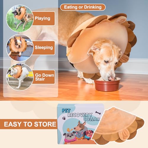 Dog Cone Collar Alternative After Surgery (Brown Lion / XL(Neck:18"-21"))