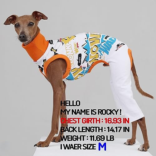 D Doggy Star Italian Greyhound Clothes Stretchable Bow Sleeveless Onesie Whippet for Dog (M / Onesie Bow White)