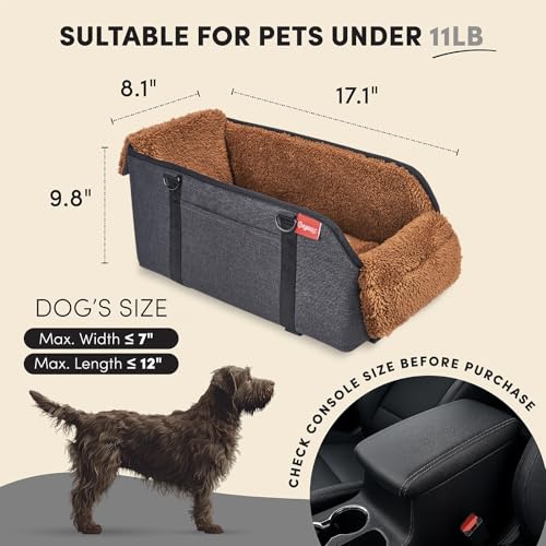 Center Console Dog Car Seat for Small Pets to 11lbs