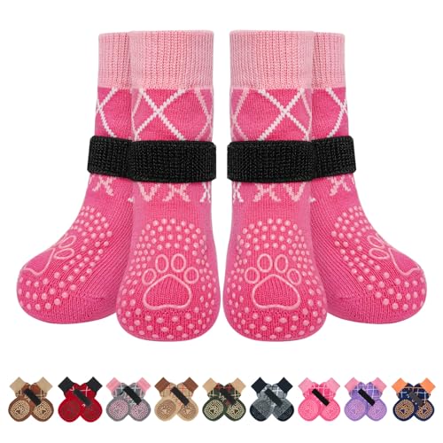 6PCS Dog Socks to Prevent Licking Paws for Hot (Rose / L(Pack of 6))