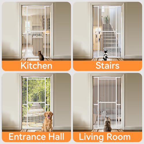51" 87" Extra Tall Pet Gate for Cats (White / Height:51-87"/129-220cm)