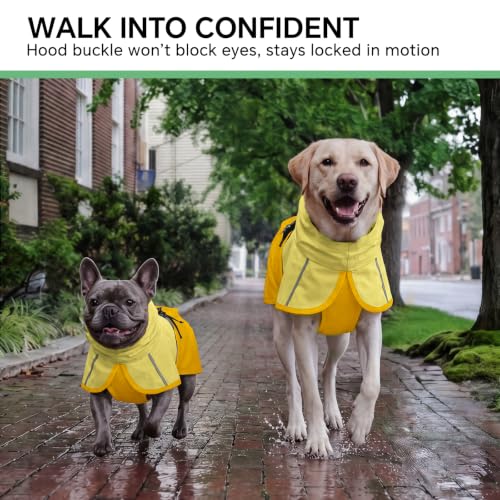 Dog Raincoat Adjustable Hooded Reflective Jacket with Pocket (Yellow / XX-Large)