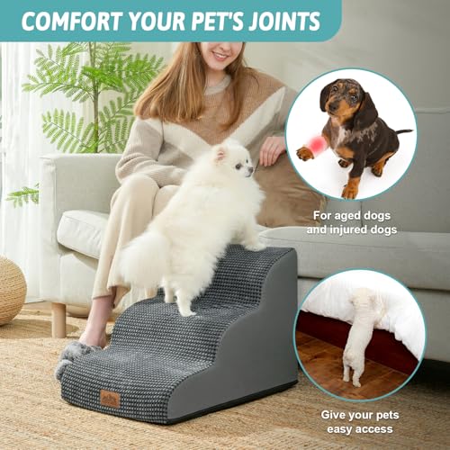 Dog Stair for Small Dog 15.7" H (Charcoal Grey / Standard:15.7"x22.4"x15.7")