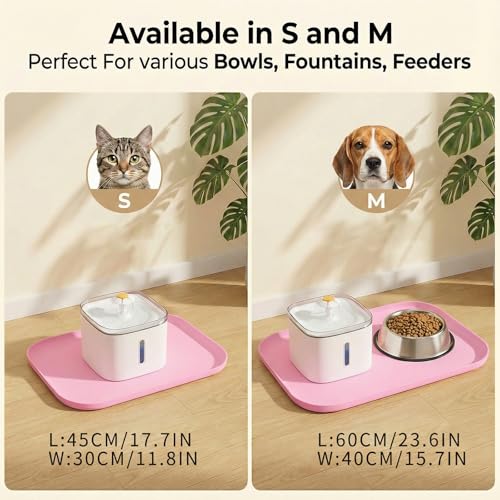Non Slip Silicone Dog Food Mat for Food and Water (45 x 30 cm / Pink)