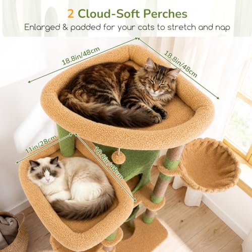 80in Cactus Extra Large Heavy Duty Corner Cat Tree Tower (Green)