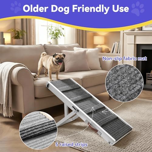 2026 Upgraded Small Dog Ramp for Couch Foldable (W-white / 80×30cm-for couch)