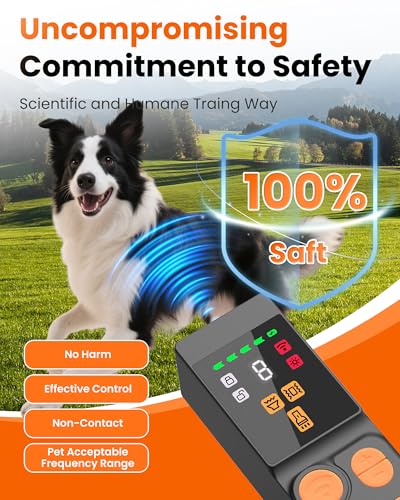 Digital LED Display] ultrasonic Dog bark Deterrent with 4 Transmitters (Black)