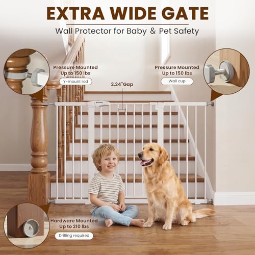 36" Extra Tall Baby Gate for Doorways (White / 29.7-57"W x 36"H)