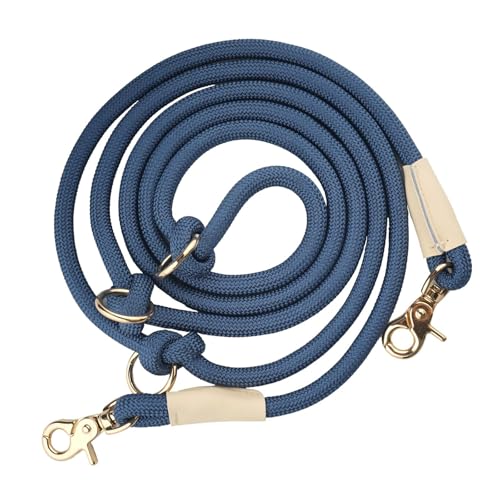Multifunctional 8.5 ft Nylon Rope Hands Free Dog Leash for Running Small Medium Large Dogs (Navy Blue / 8.5FT x 10MM)