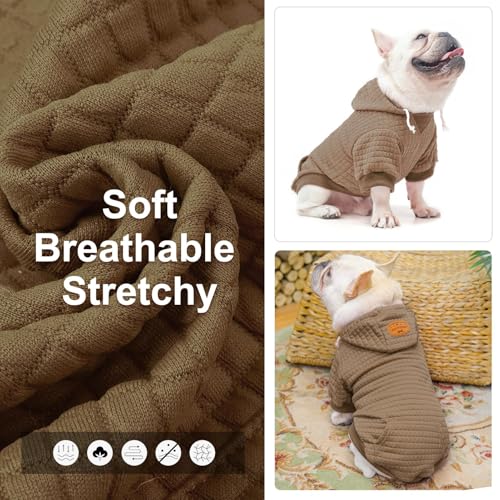 Dog Hoodies Sweater for Medium Dogs (Khaki / M (Back: 16",Chest: 22", Neck: 13"))
