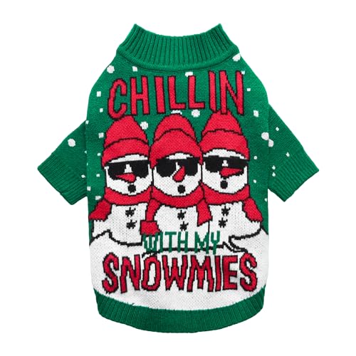 Chillin with My Snowmies Dog Ugly Christmas Sweater (X-Small / Snowmies)