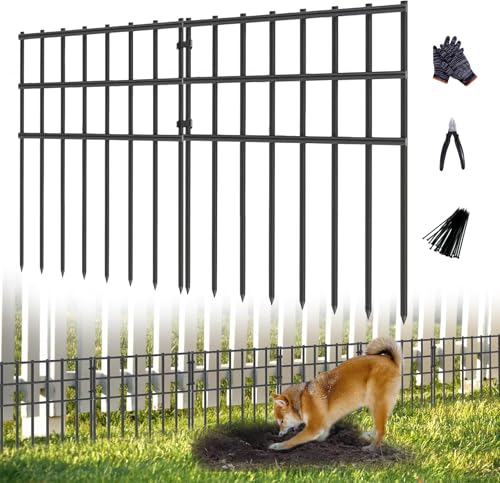 25 Pack Garden Animal Barrier Fence (25 Panels, 27ft(L) x 17in(H) / Black)