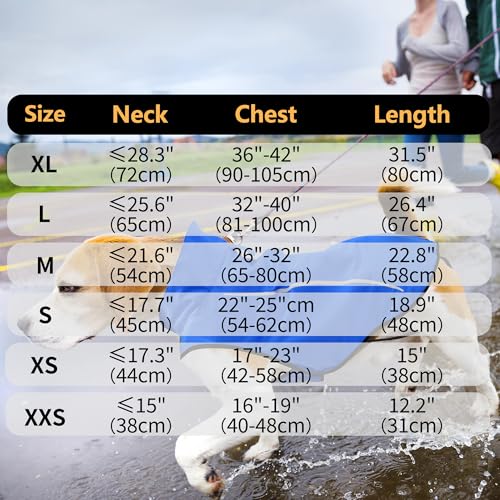 Dog Raincoat Adjustable Waterproof Reflective Rain Jacket for Small Medium Large Dogs (S Chest 22"-25" / Blue)