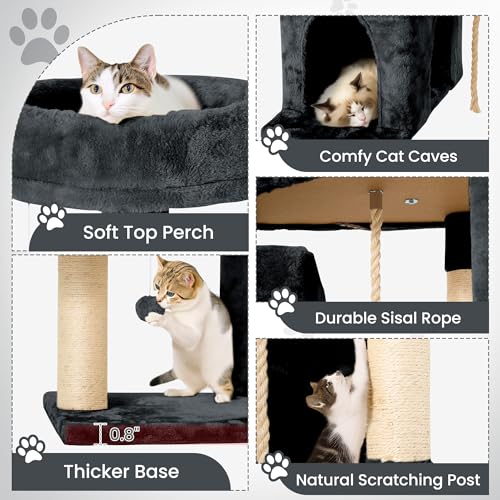 58.5inch Large Cat Tree Tower Condo for Indoor Cats (58.5in / Grey Black)